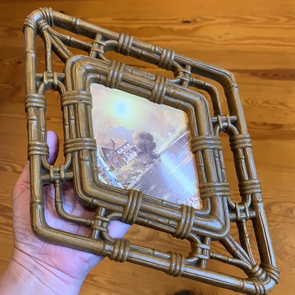 Vintage Homco faux rattan scenery wall art decor - Picture 6 of 12